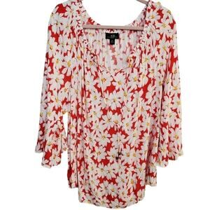 New daisy floral off shoulder peasant blouse plus‎